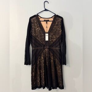 BCBGMaxAzria Black and Brown Long Sleeve Dress NWT
